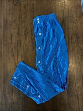 Tear Away Basketball Warm-Up Pants Youth Large Blue Snap Side Nylon